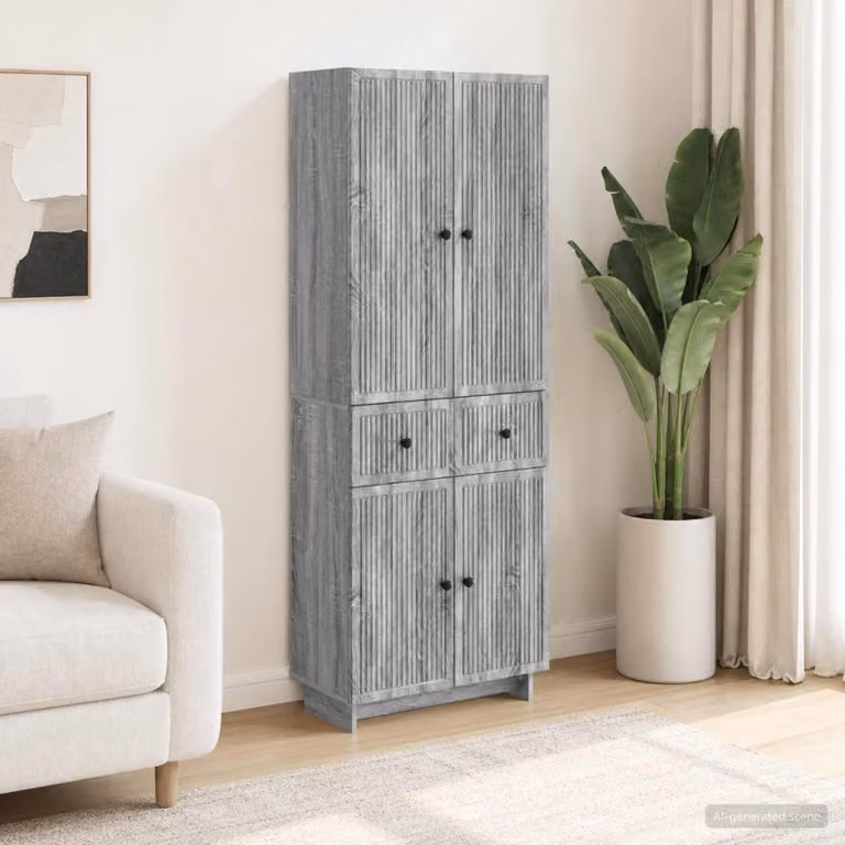 Set di 2 armadi da giardino vidaXL in legno ingegnerizzato grigio opaco