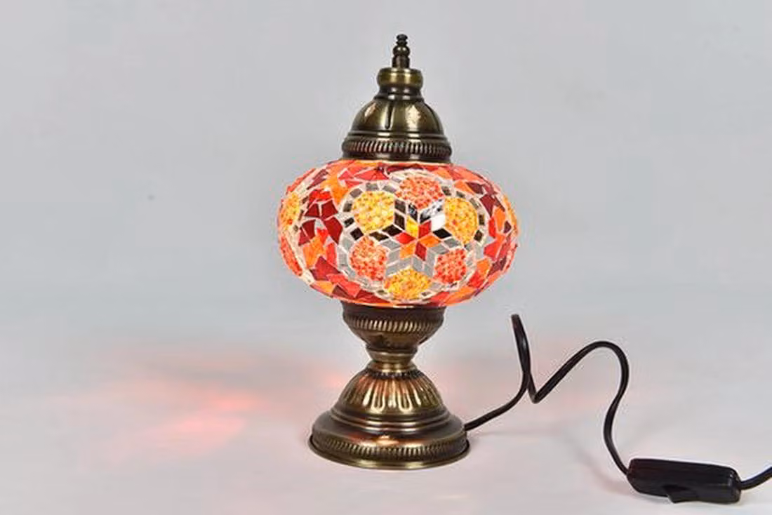 Lampada da tavolo turca fatta a mano multicolore – Lampada da notte orientale per un'illuminazione suggestiva