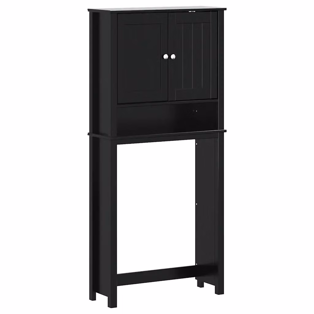 Mobile per lavatrice vidaXL in legno di pino nero con ante a battente e ripiani interni L/P/H: 76 x 27 x 164,5 cm – 2