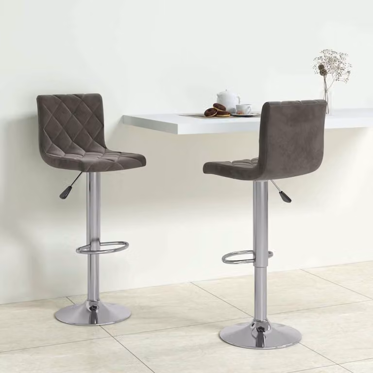 Set di 2 sedie da bar vidaXL in velluto grigio scuro con base girevole a 360 gradi