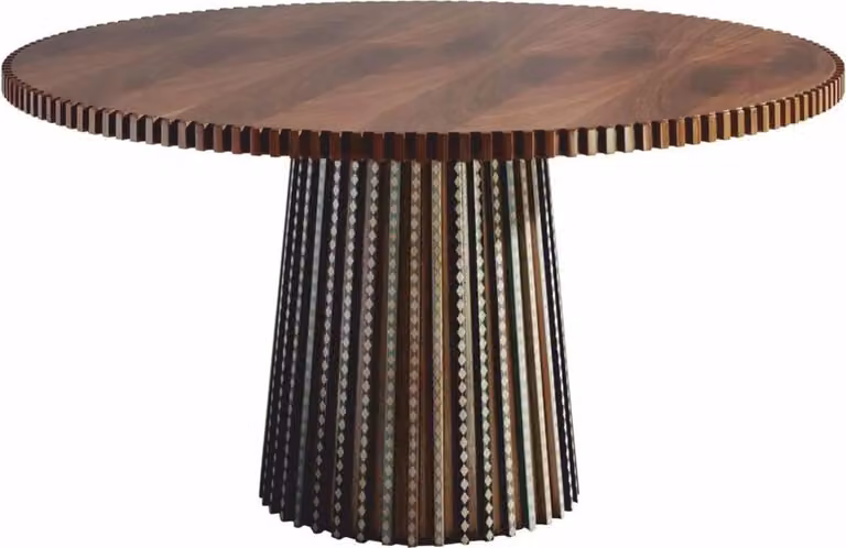 Casa Padrino Tavolo da pranzo in legno massello Marrone / Colorato Ø 144 cm - Mobili per sala da pranzo