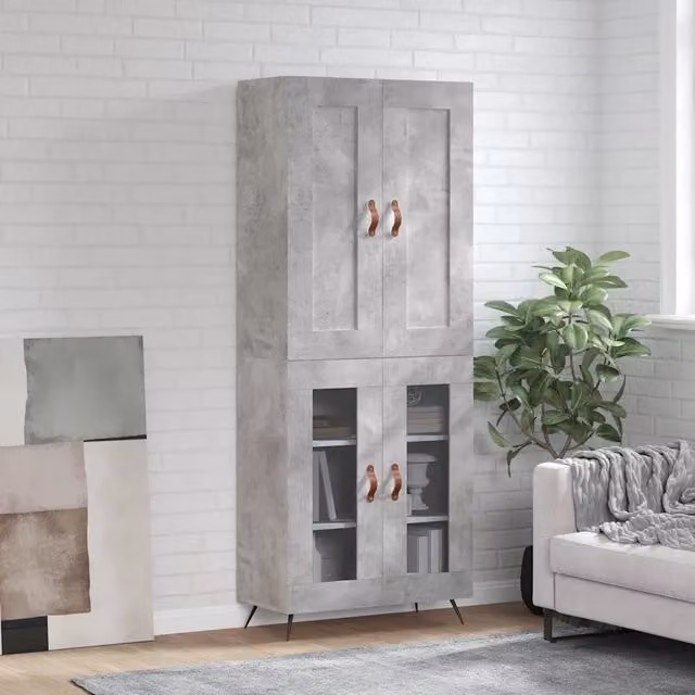 Credenza Buffet Armadio Design Mania Grigio per Cucina e Soggiorno L: 69,5 cm, P: 34 cm, H: 180 cm