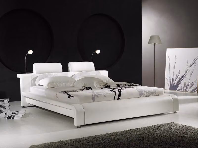 Design Doppelbett Lederbett Betten Bett Leder Polster Schlafzimmer Ehe 180x200