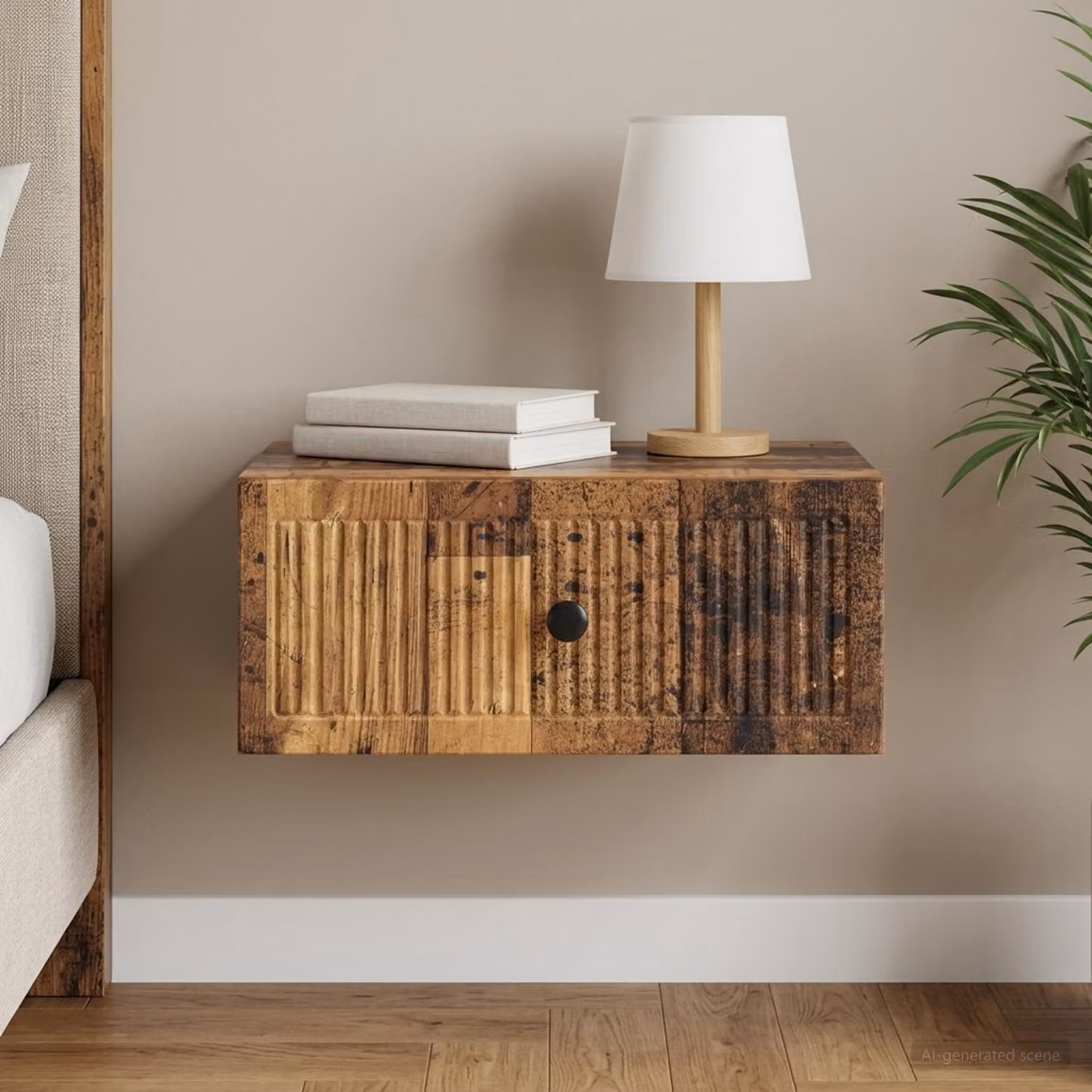 Armadio da notte vidaXL in legno antico e metallo, L 49 cm x P 34,5 cm x H 20 cm