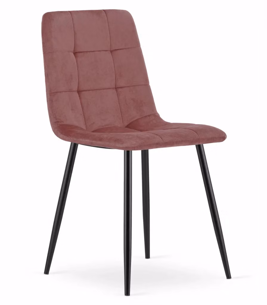 Set di 3 sedie Valora PYRA moderne in velluto rosa con gambe in metallo nero per soggiorno e sala da pranzo – 2