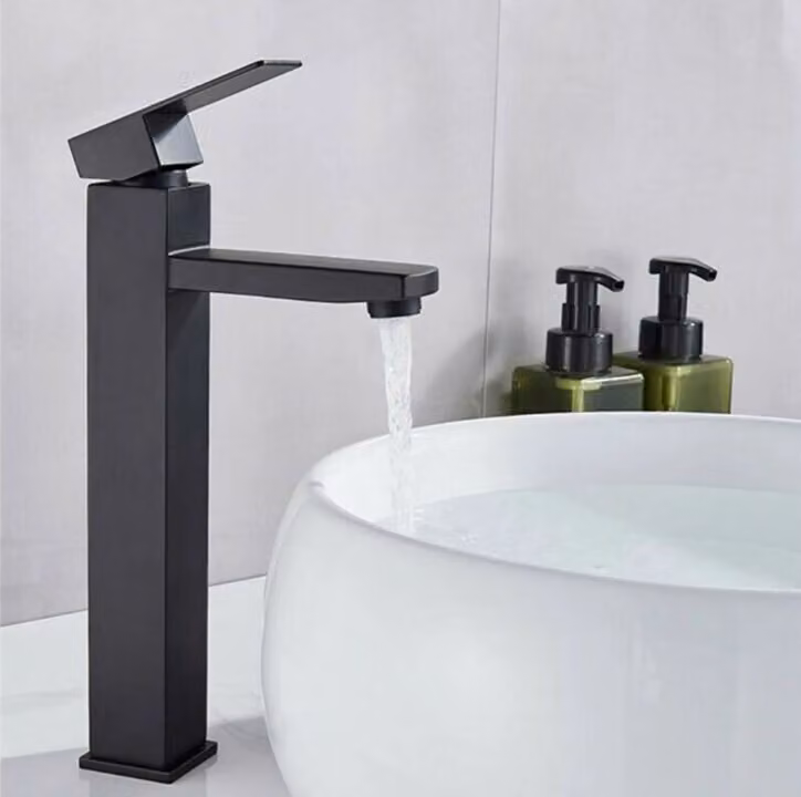 Rubinetto High Tap Miscelatore monocomando Rubinetto per lavabo bagno nero opaco, 290 mm