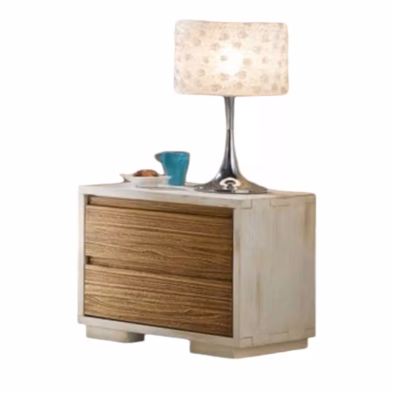 Comodino shabby chic in legno massello Mobili 2G con 2 cassetti bianco L/P/H: 55 x 38 x 46 cm