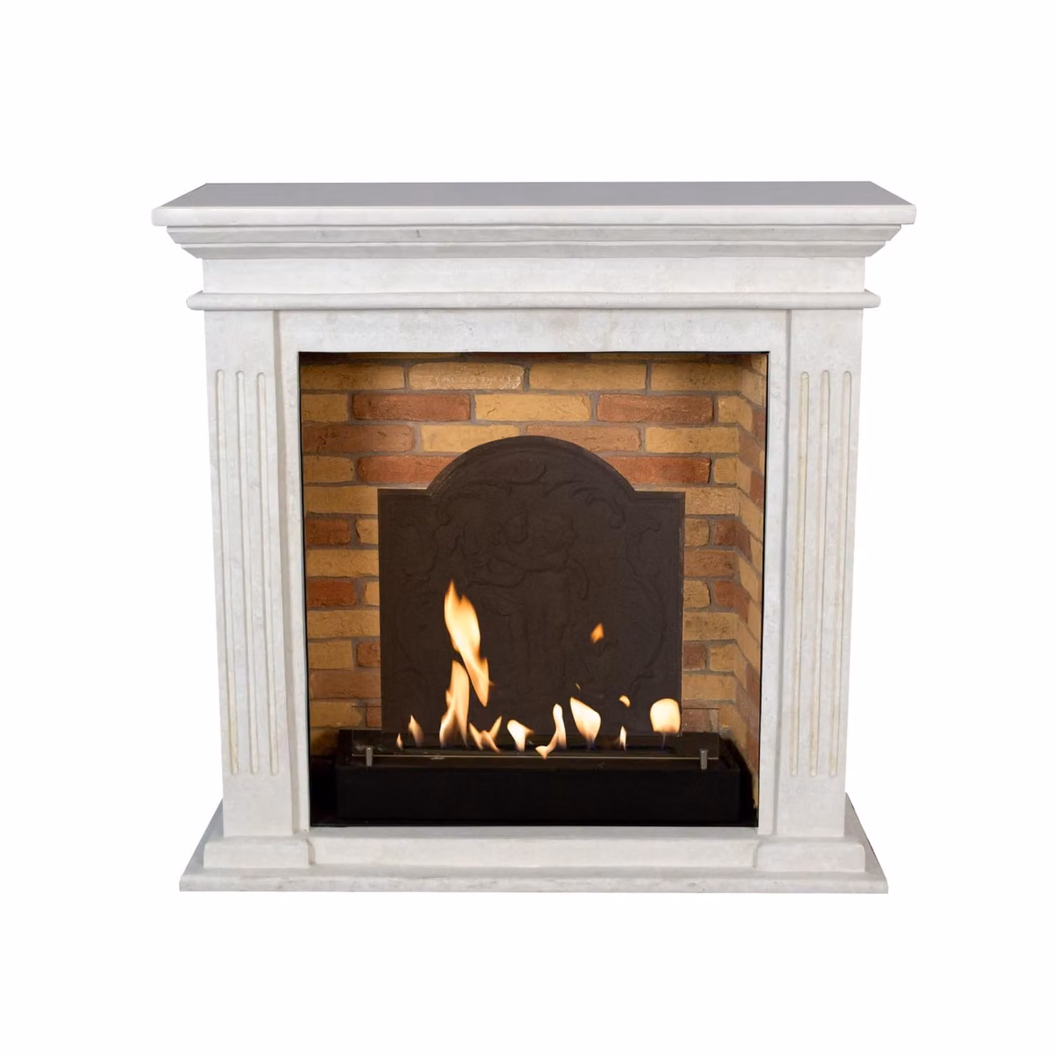 Caminetto a etanolo Xaralyn - Cadiz BME-SWP - pietra naturale levigata bianca - riscaldamento a 3 kW - caminetto da incasso incluso - caminetto decorativo