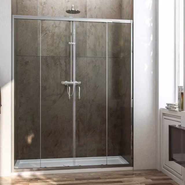 Porta Parete Doccia 130 cm 2 Ante Scorrevoli in Cristallo Trasparente 6mm H185 Fosterberg Kolding