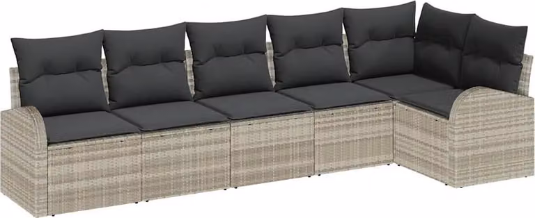 Set Divano da Giardino 6 pcs Grigio chiaro Poly Rattan