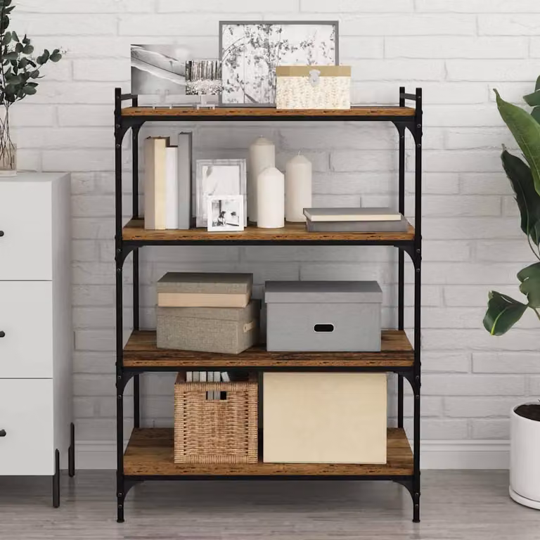 Set di 4 scaffali vidaXL a 3 livelli in legno ingegnerizzato marrone L: 80 cm, P: 40 cm, Spessore: 1,5 cm