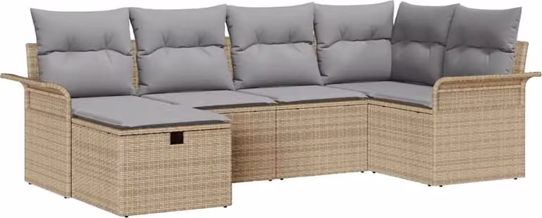 Set Divano da Giardino con cuscino 6 pcs Poly Rattan