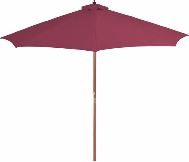 Ombrello da esterno con palo in legno e copertura in poliestere rosso, diametro: 300 cm
