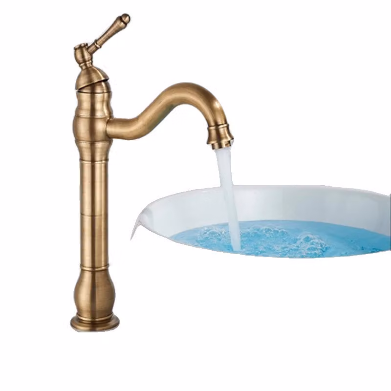 Rubinetto per lavabo, montaggio a soffitto, rotazione di 360 gradi, ottone antico alto