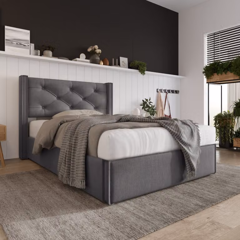 Letto Merax a molle idrauliche 90x200cm con rete, letto imbottito con rete a doghe e struttura in metallo, letto singolo in cotone