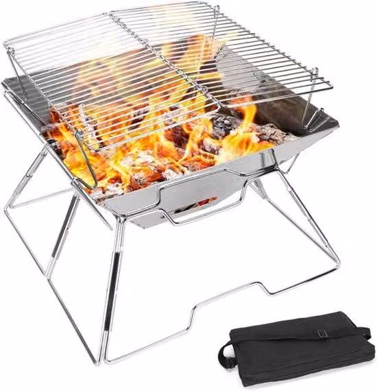 Barbecue portatile, ideale per campeggio e giardino: griglia pieghevole in acciaio inossidabile con pratica borsa da trasporto, perfetta per picnic e feste all'aperto