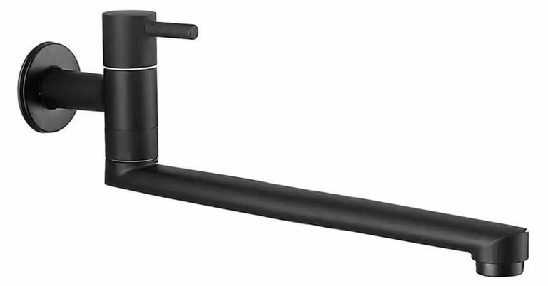 Rubinetto da parete, solo acqua fredda, acciaio inossidabile nero, 30 cm, girevole