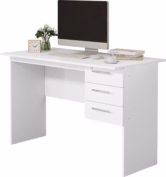 Scrivania con Scheda di Ricarica - Scrivania per Computer - Bureaucratizzazione - Adatta per il Lavoro e il Gioco - Bianco 120x59x75