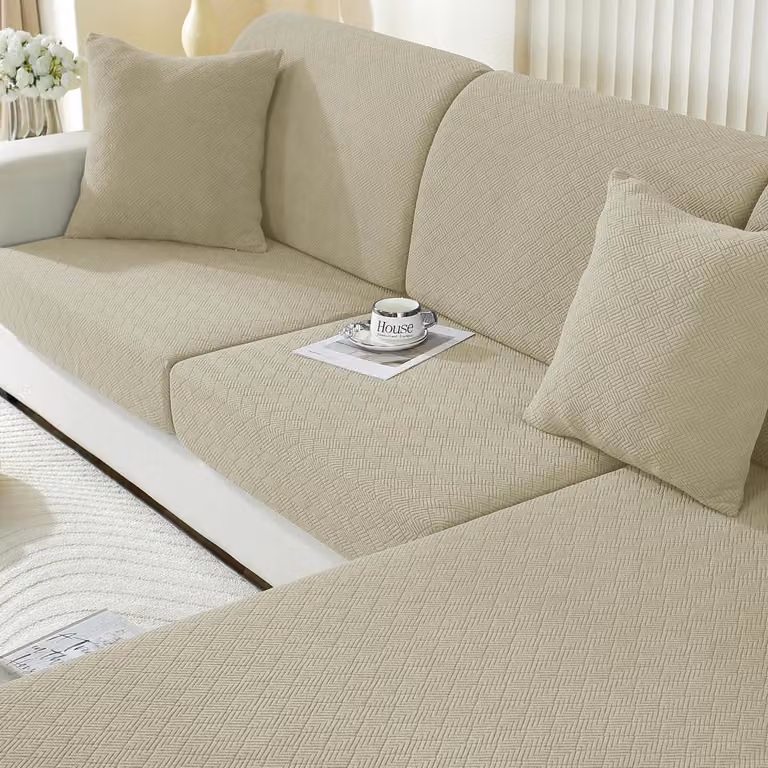 Copertura per cuscino da seduta, elasticizzata, color kaki, per 1 posto * 2 + chaise longue