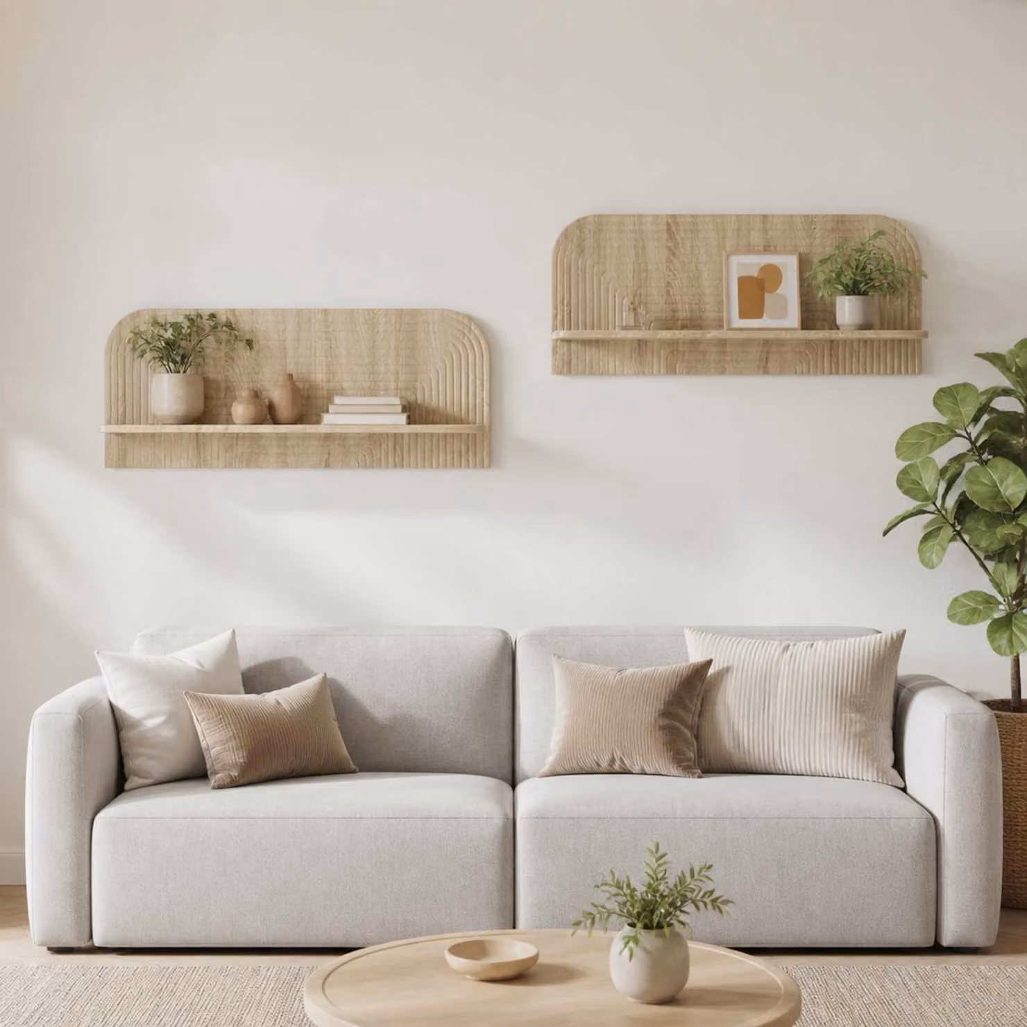 Set di 2 scaffali da parete vidaXL in stile minimalista, colore Rovere Sonoma, L 102 x P 13,5 x H 37,5 cm