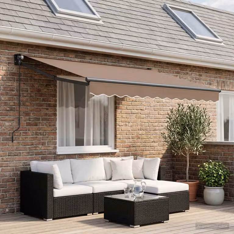 Tenda retrattile vidaXL beige in poliestere e alluminio, L: 300 cm, P: 250 cm