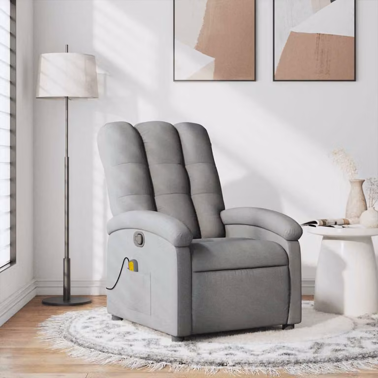 vidaXL Poltrona Reclinabile Relax in Tessuto Grigio con Braccioli e Regolazione Manuale