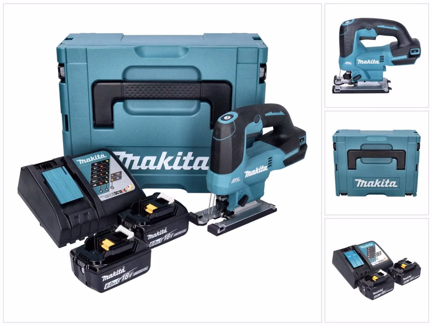 Seghetto alternativo a batteria Makita DJV 184 RGJ 18 V brushless + 2x batteria ricaricabile 6,0 Ah + caricabatterie + Makpac
