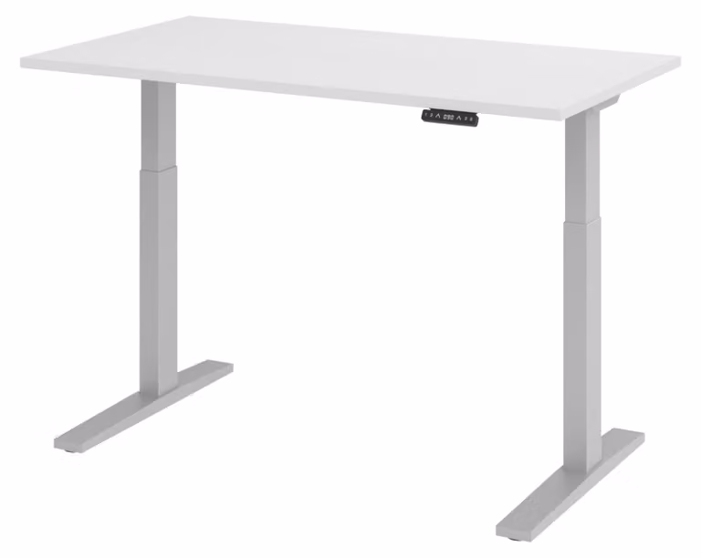 Scrivania elettrica bümö XMKA - Finitura: Bianco, Struttura: Argento, Dimensioni: 140 x 80 cm