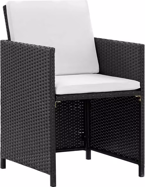 Set da Pranzo da Giardino 11 pz con Cuscini in Polyrattan Nero 42523