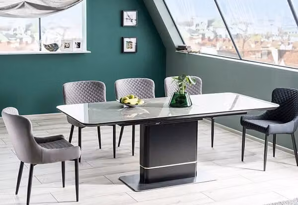 Tavolo da pranzo Pallas Ceramic 160-210x90x76cm marmo grigio nero allungabile
