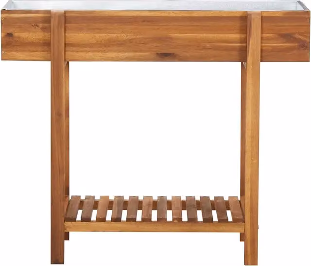Letto rialzato da giardino in legno di acacia e zinco marrone per fioriere ornamentali L: 90 cm, P: 30 cm, H: 75 cm
