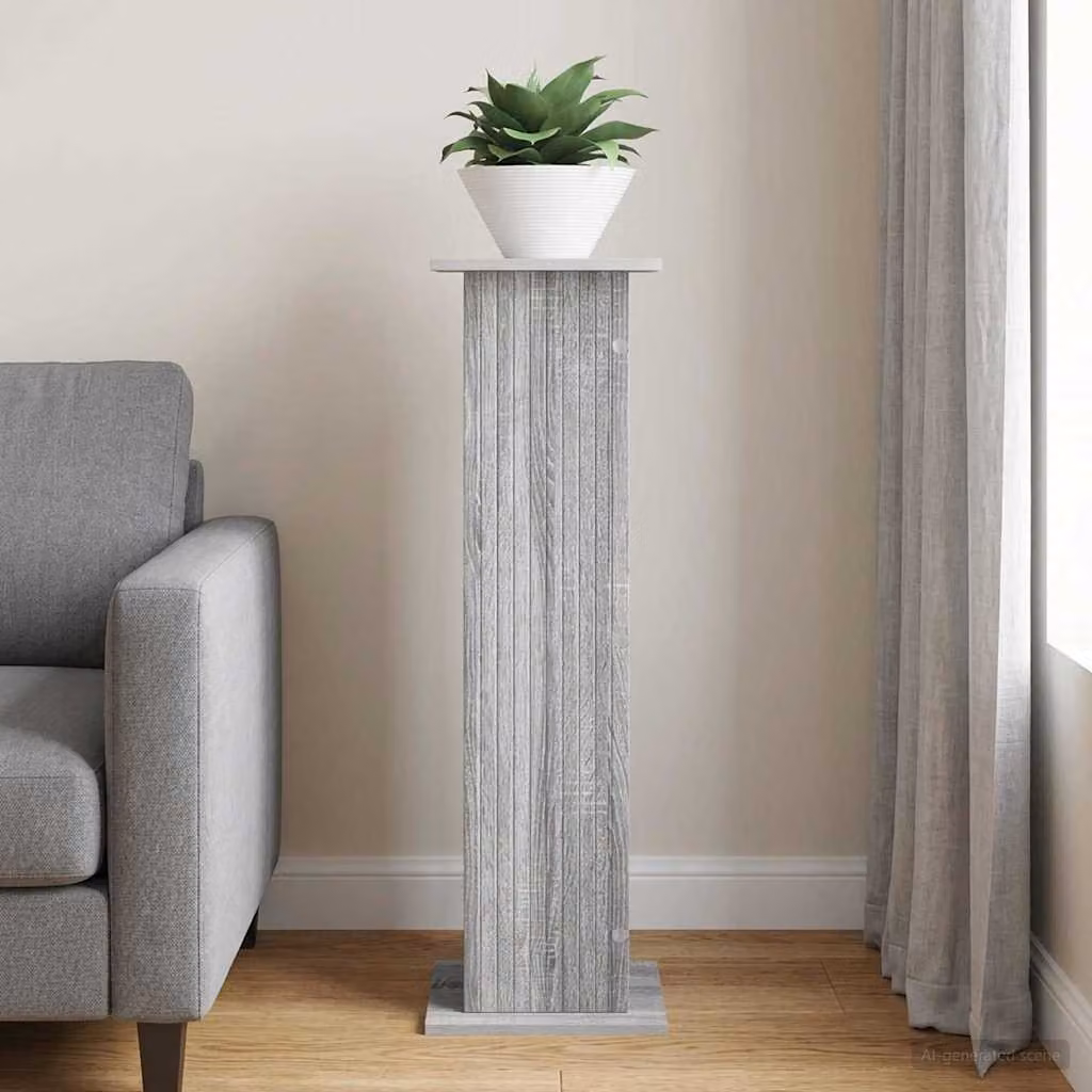 Supporto per piante moderno vidaXL in legno MDF Grigio, L/P/H: 30,5 x 30 x 100,5 cm