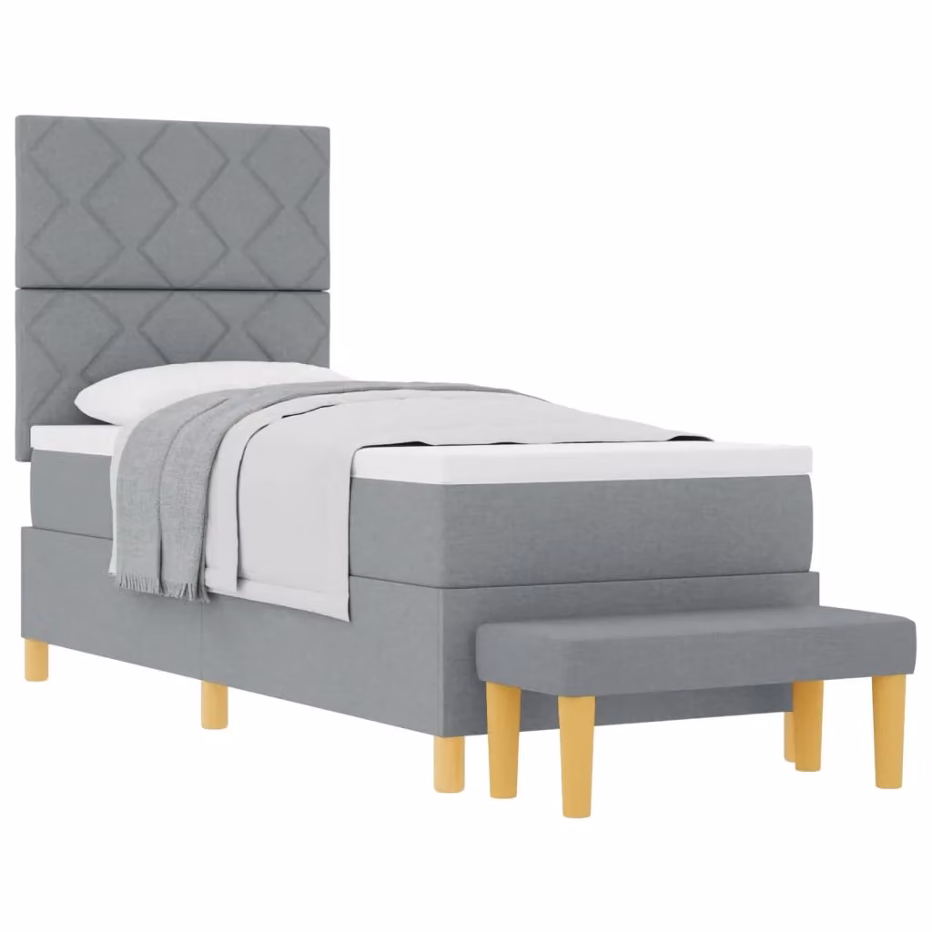 vidaXL Letto a molle con materasso e testiera in tessuto Grigio, L 80 cm x P 200 cm x H 203 cm – 2
