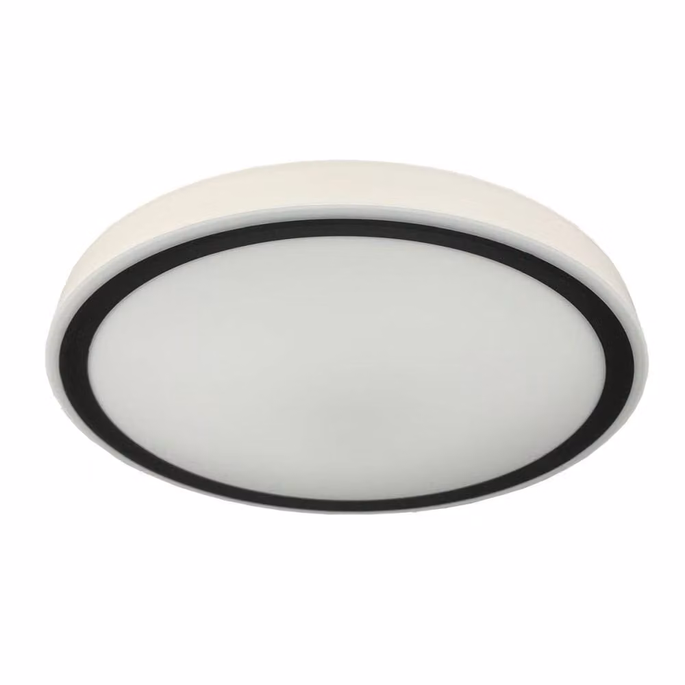 Plafoniera LED rotonda bianco e nero 18W, luce bianca neutra 2000 lm, metallo, dimensioni: 5x30x30 cm, IP54, Light Prestige