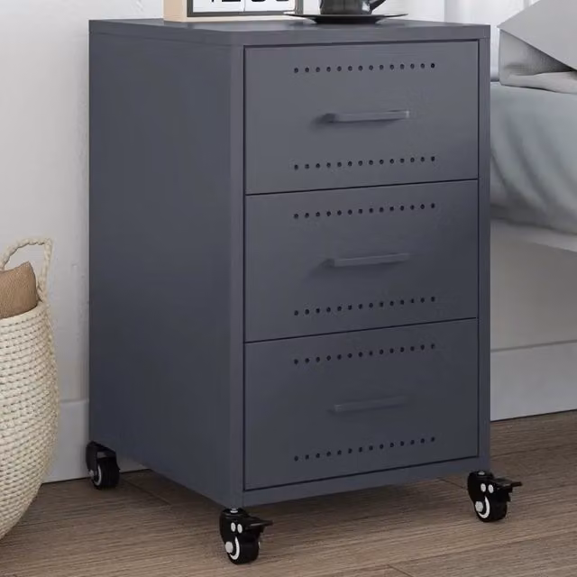 Comodino da notte Design Mania in metallo antracite opaco L/P/H: 36 x 39 x 59 cm – 1