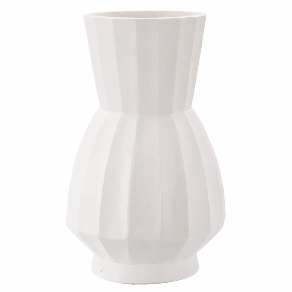 Vaso Darehamo in ceramica bianca con lavorazione scanalata e design moderno, diametro: 24 cm, altezza: 41 cm – 2