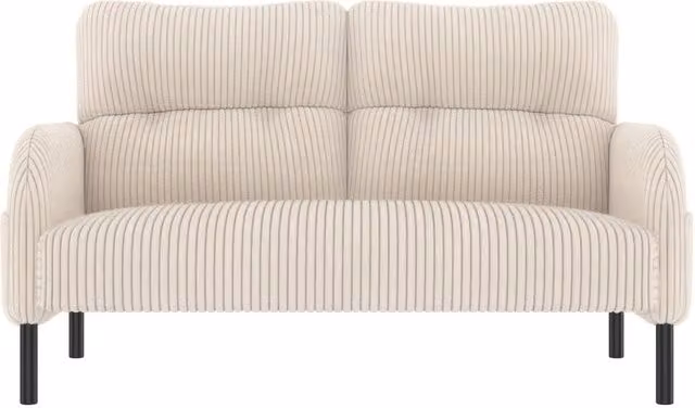 Divano 2 posti Minimal in velluto beige con gambe in metallo L/P/H: 140 x 85 x 90 cm