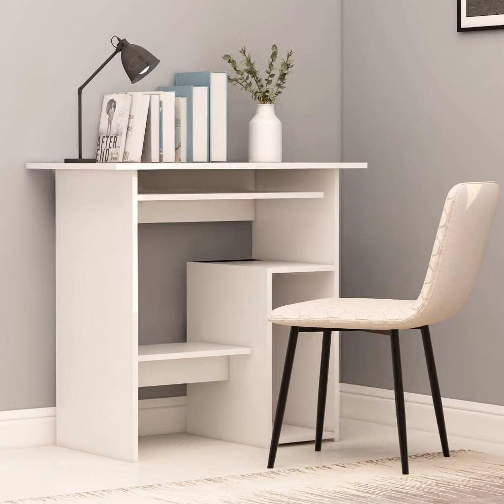 The Living Store Scrivania bianca 80x45x74 cm Materiale a base di legno