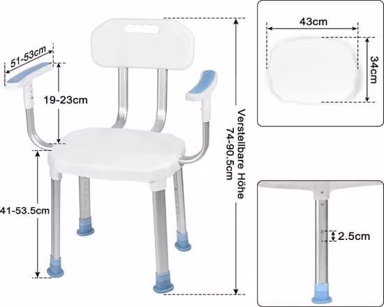 Sedile doccia / Sedile doccia anti-slip con piedi perimetrali per una maggiore stabilità