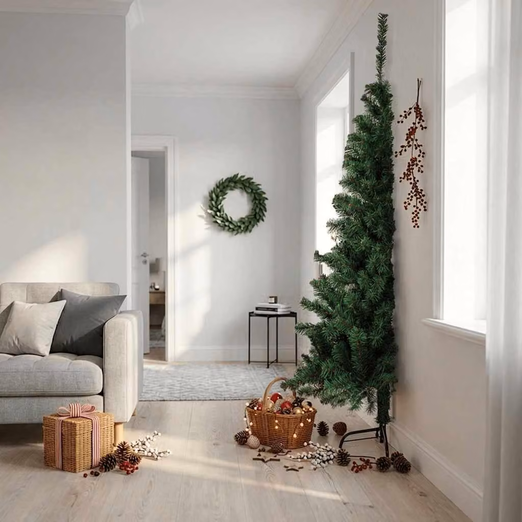Maison Exclusive - Albero di Natale artificiale a metà altezza con supporto, verde, 210 cm, in PVC