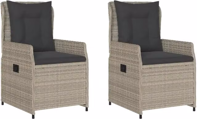 Sedie da Giardino Reclinabili 2 pz | Sedie da Esterno Grigio Chiaro Polyrattan