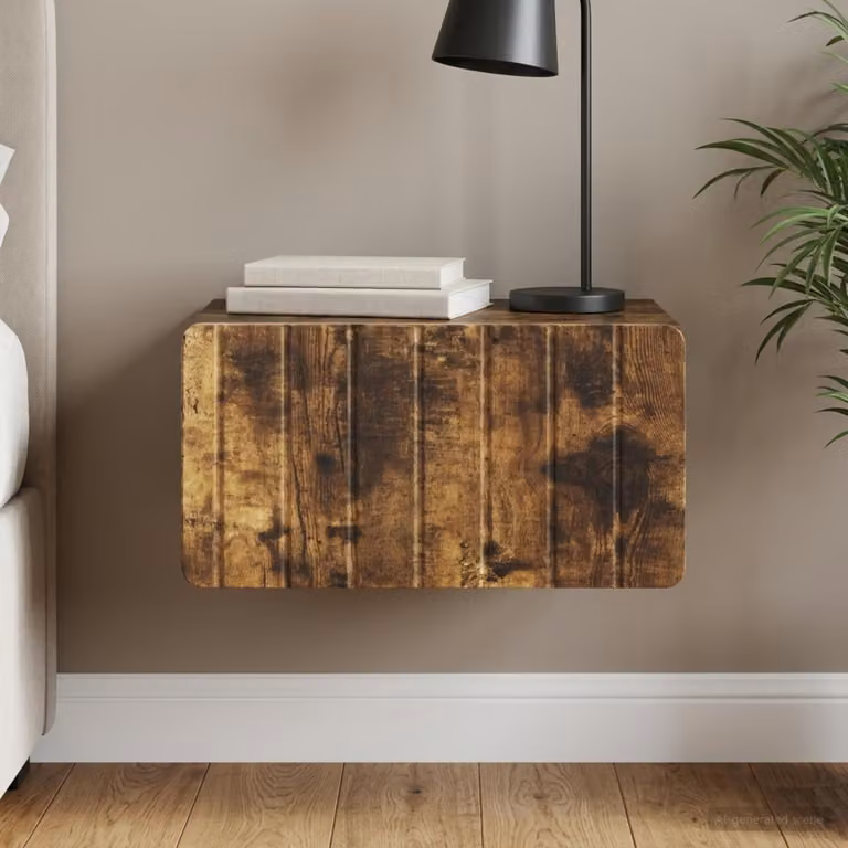 vidaXL Mobiletto da notte sospeso Rovere Fumo L: 49 cm, P: 34,5 cm, H: 24 cm