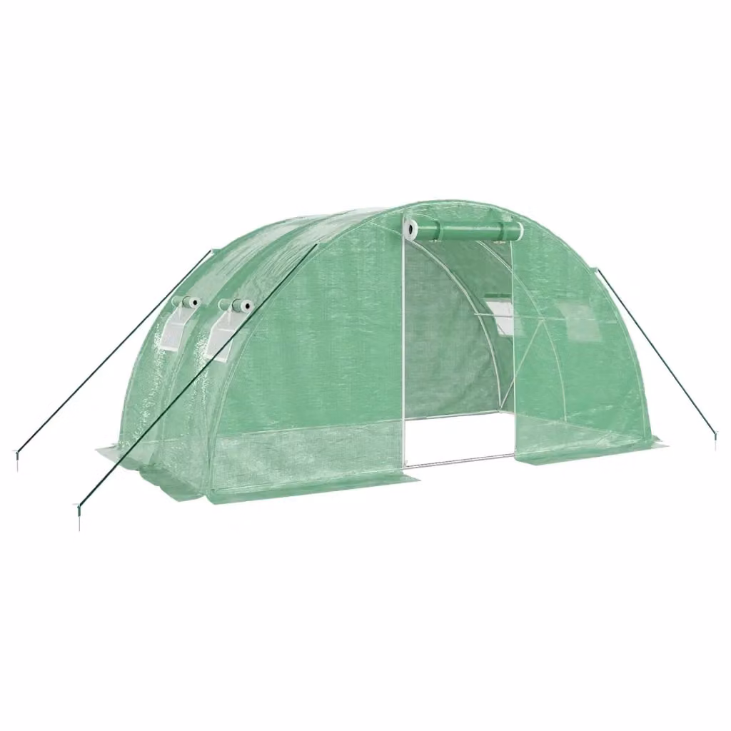 Serra vidaXL con telaio in acciaio galvanizzato verde e copertura in policarbonato, L/P/H: 4 x 2 x 2 m – 2