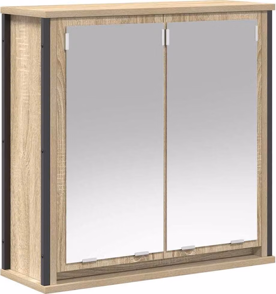 Pensile da Bagno con Specchio Rovere Sonoma 60x21x60 cm