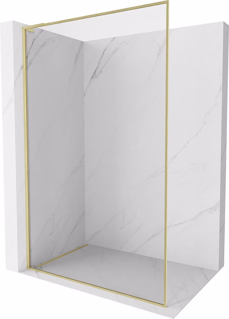 Mexen Kioto-F L Pannello doccia Walk-in con cornice 100 x 202 cm, trasparente 8 mm, oro spazzolato - 800-100-174-55-00