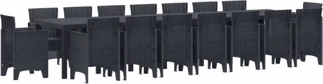 Set da pranzo da giardino vidaXL in rattan antracite con 17 pezzi e cuscini