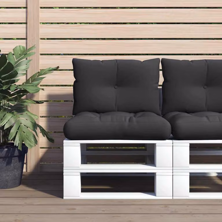 Set di 2 cuscini per pallet vidaXL neri in poliestere idrorepellenti e resistenti ai raggi UV