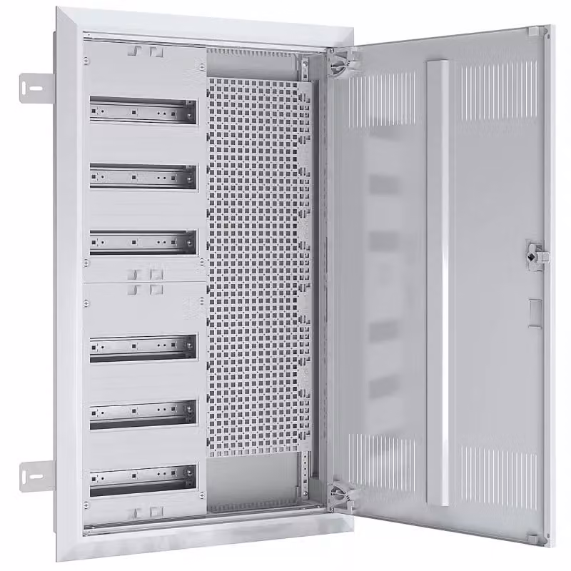 Distributore di campo ABN da incasso/HW, profondità 110 mm con sportello di ventilazione, 6 file, pannello multimediale REG LexCom UK26RM8750