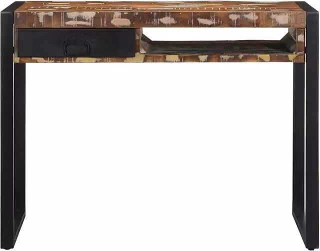 Scrivania | Tavolo da Ufficio Multicolore 100x50x75 cm in Legno Massello Recupero
