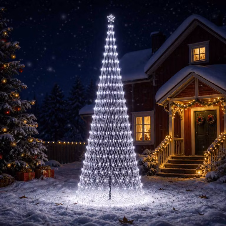 vidaXL Albero di Natale LED 400 cm 450 LED Bianco freddo Ferro Nero